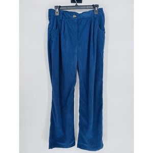 Halara Mid Rise Zipper Pocket Corduroy Casual Pants Womens Navy Blue AuraCord